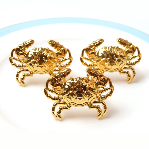 Crab Napkin Rings Metal Realistic Animal Electroplated Gold Silver For Dinner Table Decoration Hotel Wedding Banquet