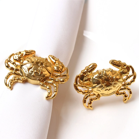 Crab Napkin Rings Metal Realistic Animal Electroplated Gold Silver For Dinner Table Decoration Hotel Wedding Banquet