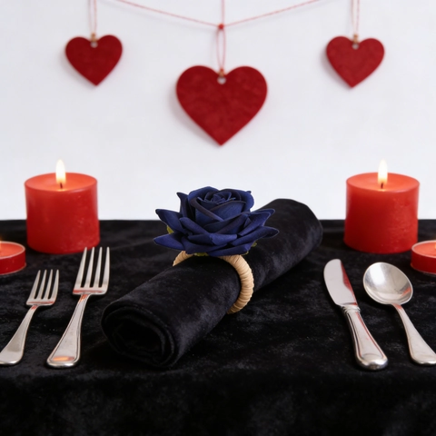 Rose Napkin Rings Handmade Velvet Floral Buckles For Wedding Valentine Day Romantic Dinner Table Decor Elegant