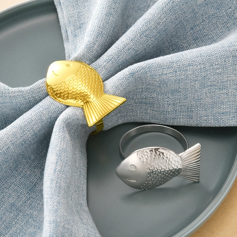 Zinc Alloy Fish Napkin Rings Metal Animal Shape Napkin Holders For Wedding Party Table Setting Decorative Accessories