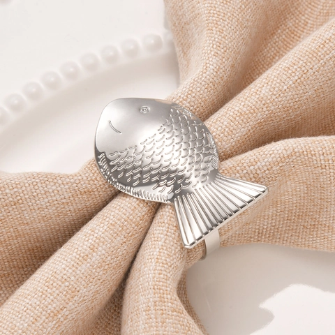 Zinc Alloy Fish Napkin Rings Metal Animal Shape Napkin Holders For Wedding Party Table Setting Decorative Accessories