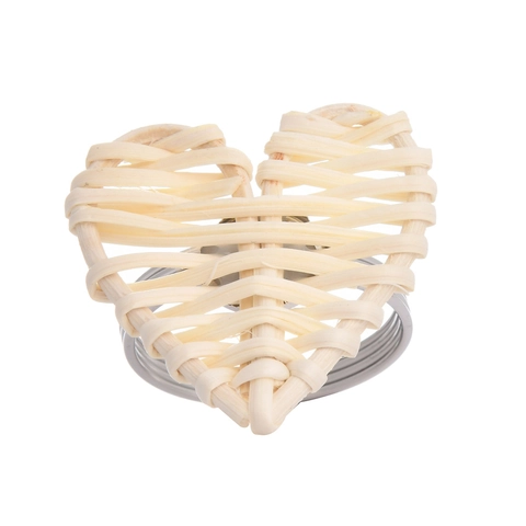 Ronds De Serviette En Forme De Coeur Bambou Tissé À La Main Et Métal Pour Décoration De Table De Mariage Saint Valentin