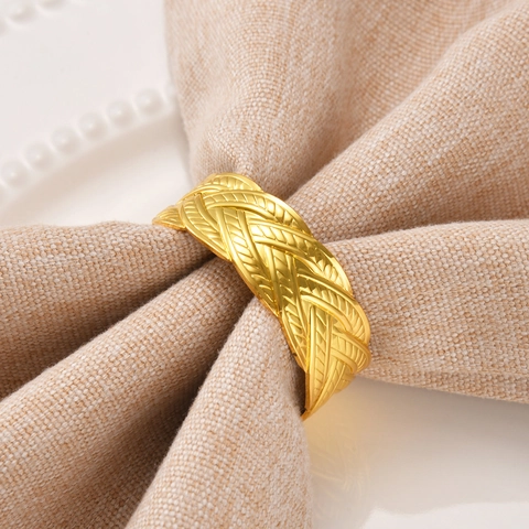 Metal Napkin Rings Zinc Alloy Braided Texture Elegant Table Decor For Hotel Restaurant Wedding Dinner Party
