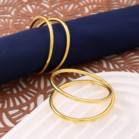 Ronds De Serviette Alliage Zinc Doré Double Anneau Cercle Ouvert Boucle Métal Pour Hôtel Mariage Décoration Table Moderne