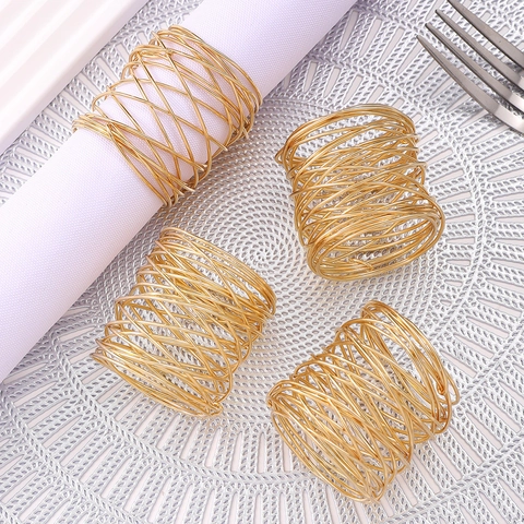 Metal Napkin Rings Woven Mesh Hollow Out Bird's Nest Design For Wedding Banquet Hotel Restaurant Table Decor
