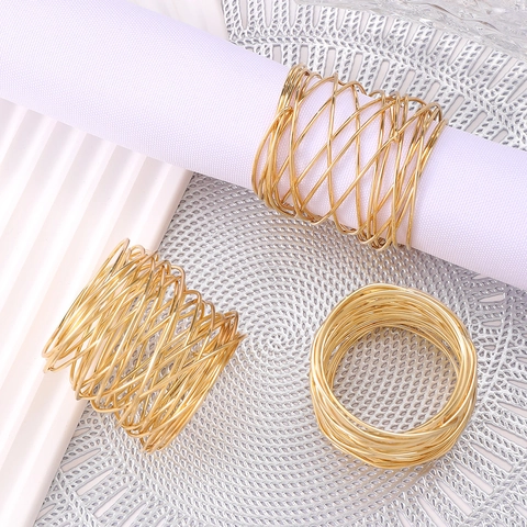 Metal Napkin Rings Woven Mesh Hollow Out Bird's Nest Design For Wedding Banquet Hotel Restaurant Table Decor