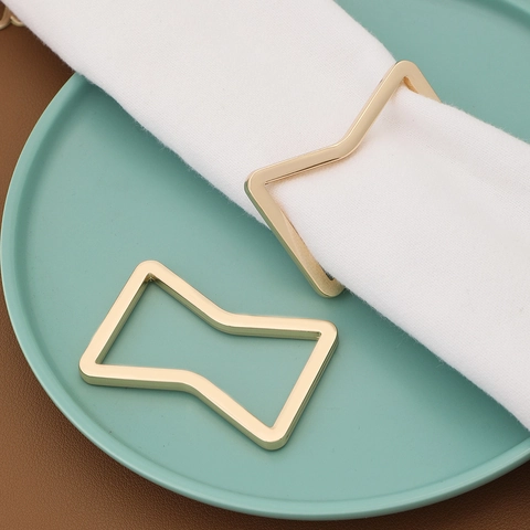 Geometrische Zinklegering Servetring Holle Vlinderdas Vorm Metalen Servetgesp Voor Eettafel Bruiloft Banket Huisdecoratie