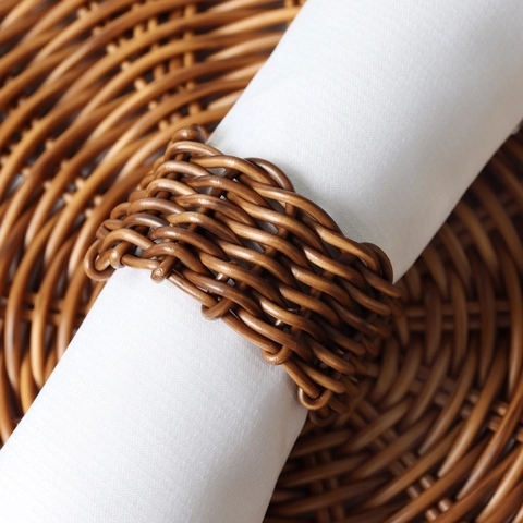 Handmade Woven Rattan Napkin Rings Brown Modern Minimalist Table Decoration For Wedding Hotel Home Party