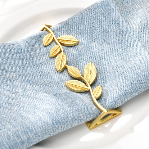 Elegant Leaf Shape Napkin Rings Zinc Alloy Metal Plant Vine Design For Wedding Hotel Dining Table Decoration