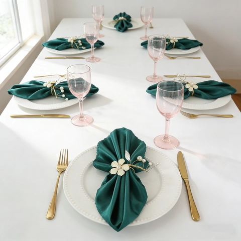 Handmade Napkin Ring Copper Wire Flower Artificial Pearl Elegant Tableware Ornament For Wedding Party Hotel Table Decoration
