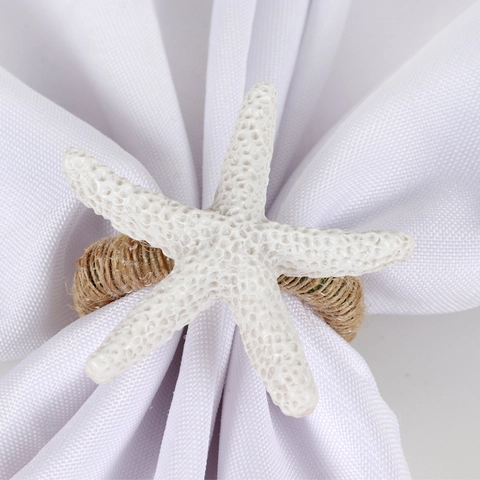 Portatovaglioli In Resina A Forma Di Stella Marina Stile Mediterraneo Con Corda Di Canapa Naturale Per Decorazione Tavola