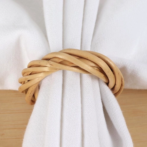 Ronds De Serviette En Rotin Naturel Boucles De Serviette Tissées À La Main Décor De Table Bohème Rustique Mariage Hôtel