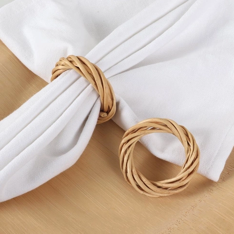 Ronds De Serviette En Rotin Naturel Boucles De Serviette Tissées À La Main Décor De Table Bohème Rustique Mariage Hôtel