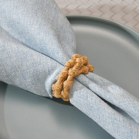 Ronds De Serviette En Corde De Chanvre Tressée Boucles De Serviette Minimalistes Pour Décoration De Table Mariage