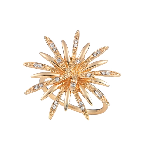 Luxury Gold Firework Napkin Rings Zinc Alloy With Rhinestones For Wedding Hotel Elegant Table Decoration Shiny