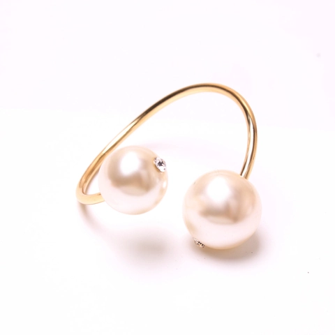 Artificial Pearl Napkin Rings Metal Electroplated Rhinestone Minimalist For Hotel Dinner Wedding Table Decoration