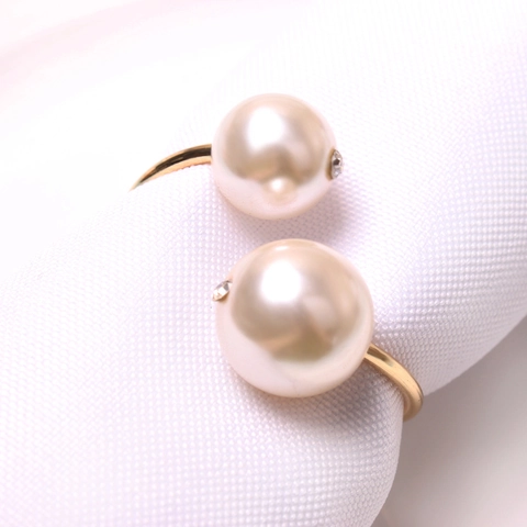 Artificial Pearl Napkin Rings Metal Electroplated Rhinestone Minimalist For Hotel Dinner Wedding Table Decoration