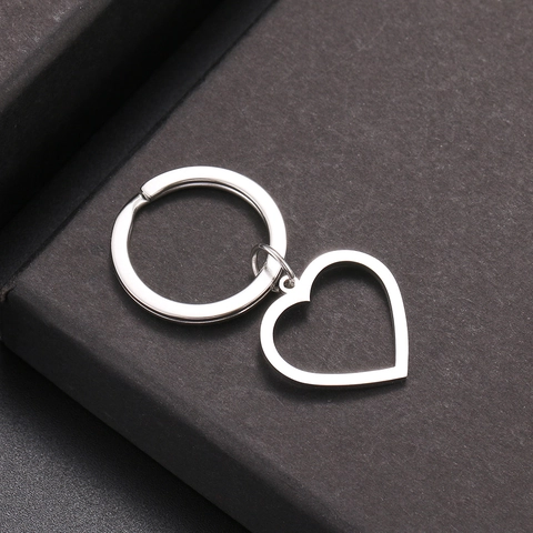 Portachiavi Minimalista In Acciaio Inossidabile Con Ciondolo A Cuore Cavo Anello Di Moda Per Donna Regalo San Valentino