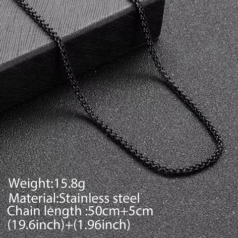 Collar De Cadena De Trigo Acero Inoxidable Chapado En Negro Streetwear Estilo Punk Joyería Minimalista Unisex