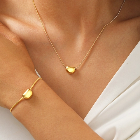 Gioielli In Acciaio Inossidabile Minimalisti Per Donna Ciondolo A Chicco Lucidato Catena A Serpente Collana E Bracciale Accessorio