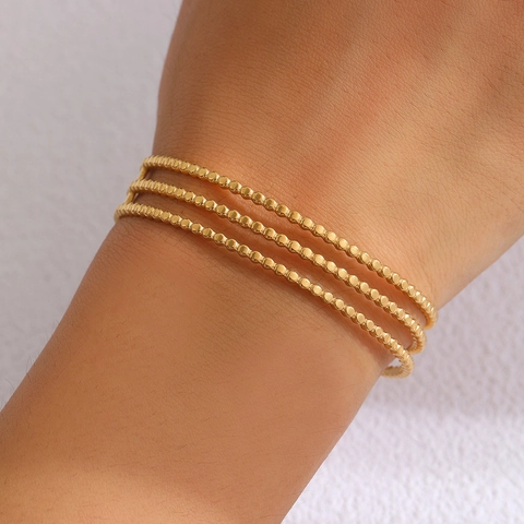 Bracciale Rigido A Strati Di Perline In Acciaio Inossidabile Aperto Regolabile Gioielli Da Donna