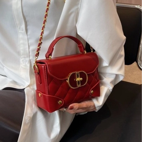Retro PU Leather Denim Spliced Crossbody Handbag Women Golden Metal Buckle Top Handle Small Square Shoulder Bag