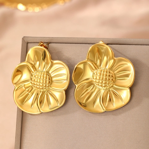 Vintage Übertriebene Blumen Ohrstecker Edelstahl Übergroße Sonnenblume Statement Modeschmuck Für Damen
