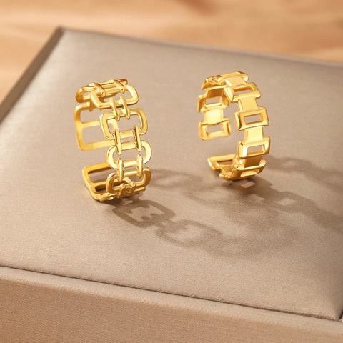 Geometrischer Offener Ring Edelstahl Hohlkette Verstellbar Minimalistischer Modeschmuck Für Damen