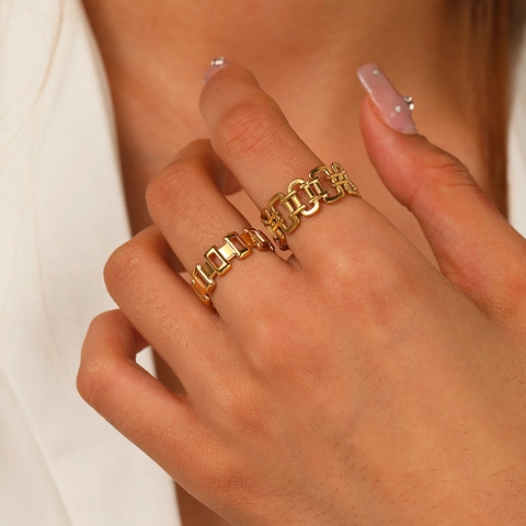 Geometrischer Offener Ring Edelstahl Hohlkette Verstellbar Minimalistischer Modeschmuck Für Damen