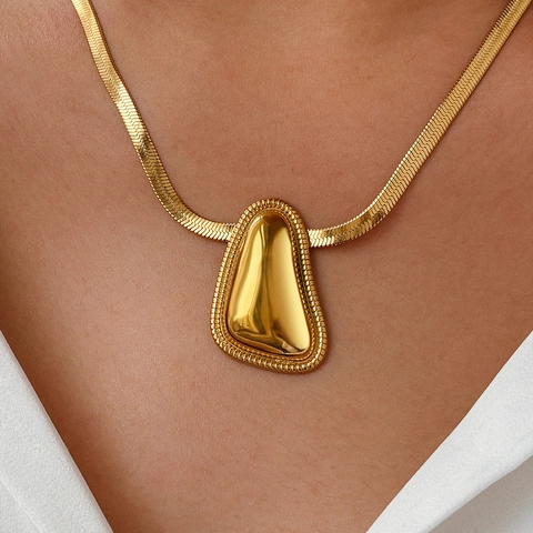 Collana E Orecchini Con Ciondolo A Goccia D'acqua Irregolare Minimalista Acciaio Inossidabile Catena Serpente Gioielli Lucidi