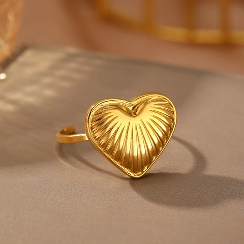Δαχτυλίδι Καρδιά 316 Ανοξείδωτο Ατσάλι Ρυθμιζόμενο Ανοιχτό Δαχτυλίδι Υφή Ήλιου Vintage Κοσμήματα Γυναικεία