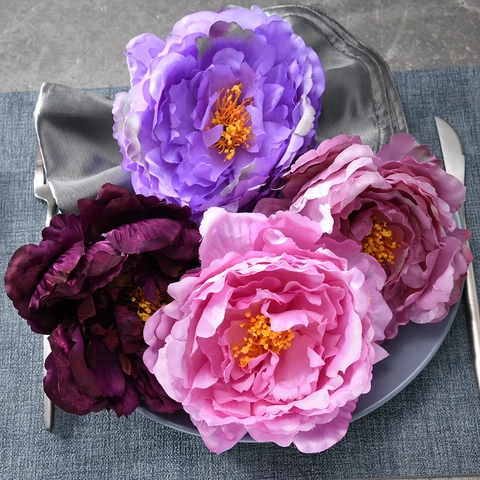 Artificial Peony Flower Napkin Rings Handmade Satin Fabric Floral Buckles For Wedding Party Hotel Table Decoration