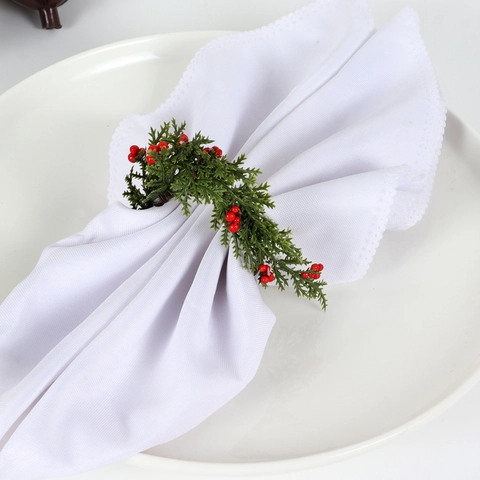 Servilletero De Navidad Aguja De Pino Artificial Baya Roja Corona Decoración De Mesa Fiesta