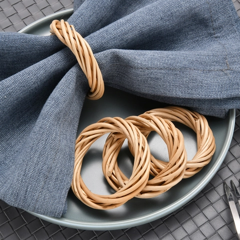 Rattan Napkin Rings Handwoven Natural Rustic Table Decoration For Wedding Dinner Party Boho Style Home Accessories