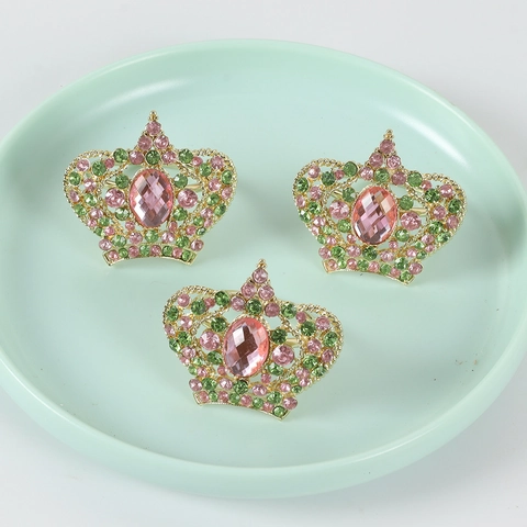 Crown Shaped Napkin Ring Zinc Alloy Rhinestone Colorful Gem Wedding Banquet Table Decoration Luxury