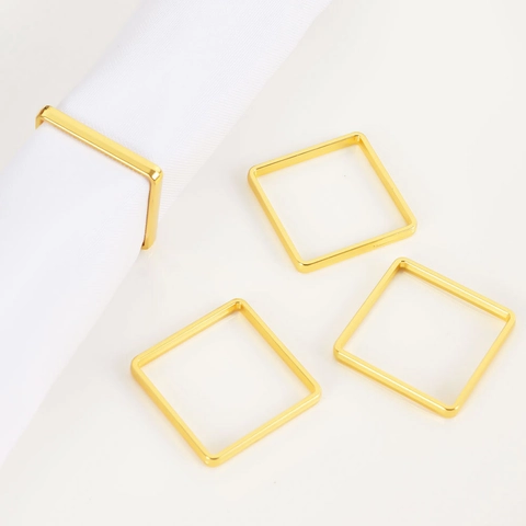 Geometric Napkin Rings Metal Gold Plated Square Round Wave Design Holders Table Decoration For Wedding Hotel Dining
