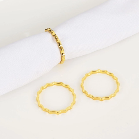 Geometric Napkin Rings Metal Gold Plated Square Round Wave Design Holders Table Decoration For Wedding Hotel Dining