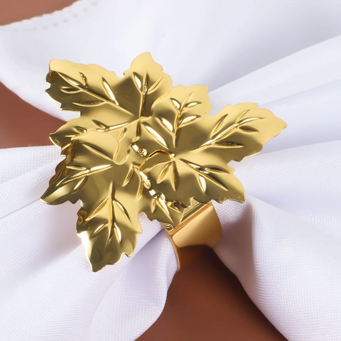 Vintage Zinc Alloy Golden Maple Leaf Napkin Ring Decorative Napkin Holder For Wedding Banquet Thanksgiving Table Setting Decoration