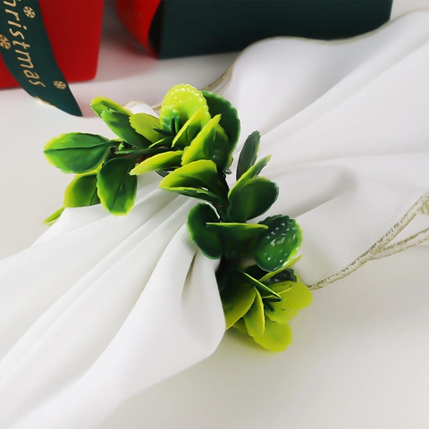 Portatovaglioli Con Foglie Verdi Artificiali Intrecciati A Mano Fibbie Per Tovaglioli Per Tavola Da Matrimonio Stile Bosco