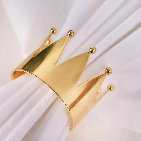 Crown Napkin Rings Zinc Alloy Metal Napkin Buckles Gold Mirror Finish For Wedding Banquet Hotel Party Christmas Table Decor