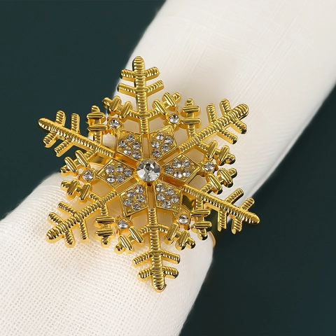 Christmas Napkin Rings Zinc Alloy Reindeer Snowflake Christmas Tree Merry Christmas Rhinestone Enamel Dining Table Decor