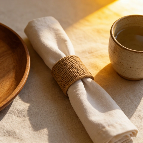 Minimalist Hand-Woven Bulrush Napkin Rings Natural Grass Braided Napkin Buckle For Home Hotel Wedding Table Decoration
