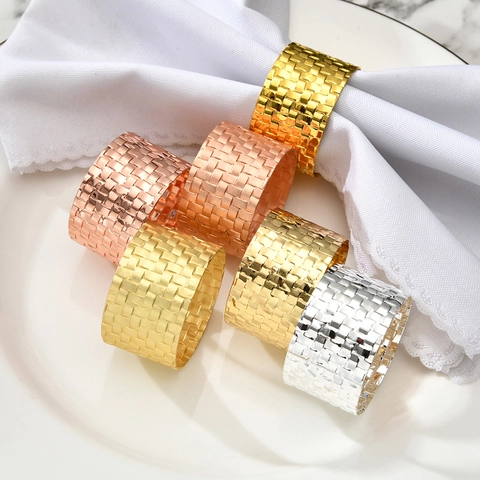 Zinc Alloy Napkin Rings Metal Woven Mesh Style Table Decor For Dining Banquet Wedding Hotel Restaurant Elegant