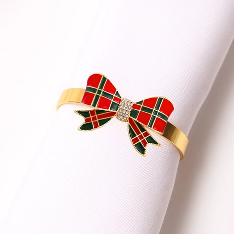 Ronds De Serviette Alliage Strass Cœur Père Noël Nœud Décoration Table Mariage Festif Galvanisé Dîner Romantique
