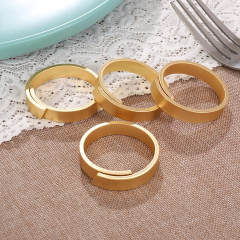 Minimalist Round Napkin Rings Zinc Alloy Matte Gold Electroplated Buckle Holder For Wedding Hotel Dinner Table Decoration