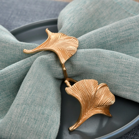 Moderner Minimalistischer Ginkgo Blatt Serviettenringe Metall Galvanisiert Tischdeko Für Hochzeit Westliches Restaurant Gold Servietten Schnalle