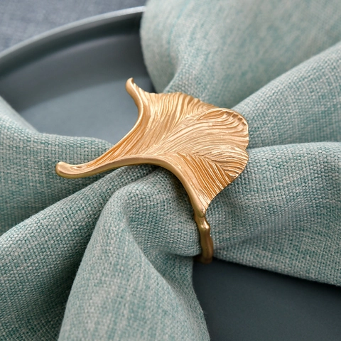 Moderner Minimalistischer Ginkgo Blatt Serviettenringe Metall Galvanisiert Tischdeko Für Hochzeit Westliches Restaurant Gold Servietten Schnalle