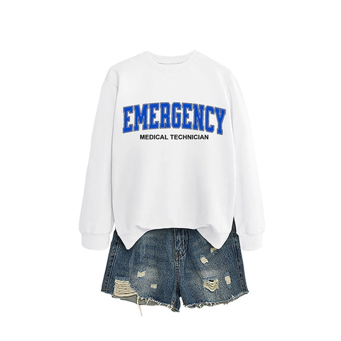 Emergency Medical Technician Druck Sweatshirt Damen Baumwollmischung Rundhals Langarm Casual Pullover Top