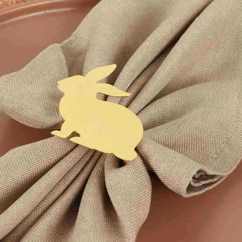 Rabbit Napkin Ring Retro Zinc Alloy Electroplated Bunny Buckle For Thanksgiving Easter Table Decor Gold Finish Animal