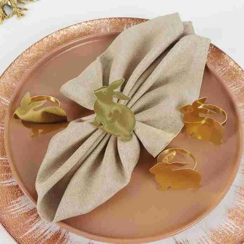 Rabbit Napkin Ring Retro Zinc Alloy Electroplated Bunny Buckle For Thanksgiving Easter Table Decor Gold Finish Animal